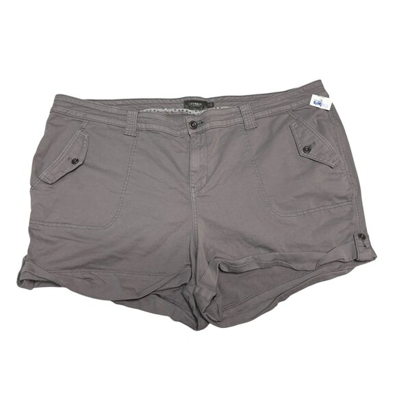 Torrid Womens Gray Shorts Button Detail Pockets Cuffed Hem Stretchy New - Picture 1 of 7